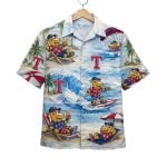 Rangers Baseball Mascot Beach Viber Button-Up Hawaiian Shirt