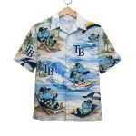 Rays Baseball Mascot Beach Viber Button-Up Hawaiian Shirt