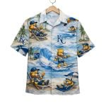 Royals Baseball Mascot Beach Viber Button-Up Hawaiian Shirt