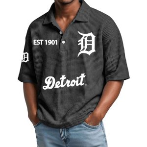 2026 Tigers Est 1901 Waffle Collar Polo Shirt2