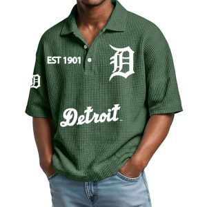 2026 Tigers Est 1901 Waffle Collar Polo Shirt4