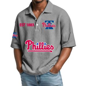 2026 Phillies Est 1883 Waffle Collar Polo Shirt5