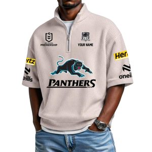 2026 Personalized Panthers Waffle Collar Short Sleeved Shirt 3 2026 Personalized Panthers Waffle Collar Short Sleeved Shirt3