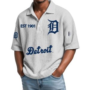 2026 Tigers Est 1901 Waffle Collar Polo Shirt