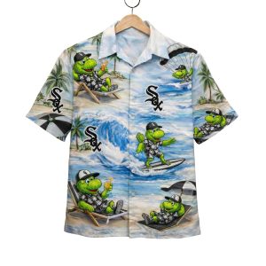 White Sox Baseball Mascot Beach Viber Button Up Hawaiian Shirt