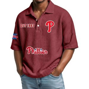 Phillies Est 1883 Waffle Polo Shirt3