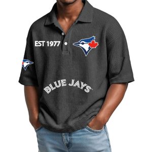 2026 Blue Jays Est 1977 Waffle Collar Polo Shirt 2 2026 Blue Jays Est 1977 Waffle Collar Polo Shirt2