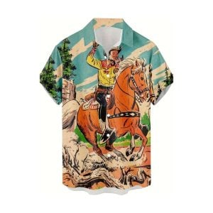 Mikey Bets Vintage Cowboy Horse Hawaiian Shirt