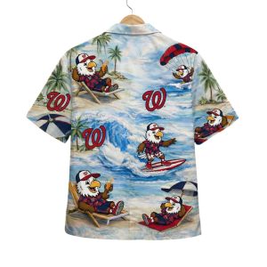 Nationals Baseball Mascot Beach Viber Button Up Hawaiian Shirt1
