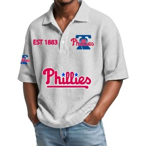 2026 Phillies Est 1883 Waffle Collar Polo Shirt
