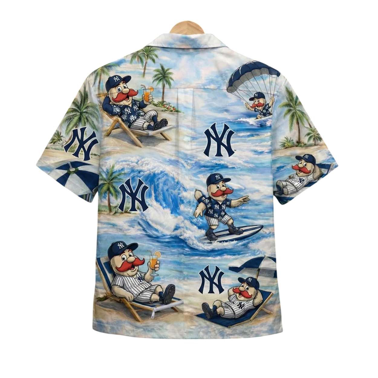 Yankees Baseball Mascot Beach Viber Button-Up Hawaiian Shirt Yankees Baseball Mascot Beach Viber Button-Up Hawaiian Shirt