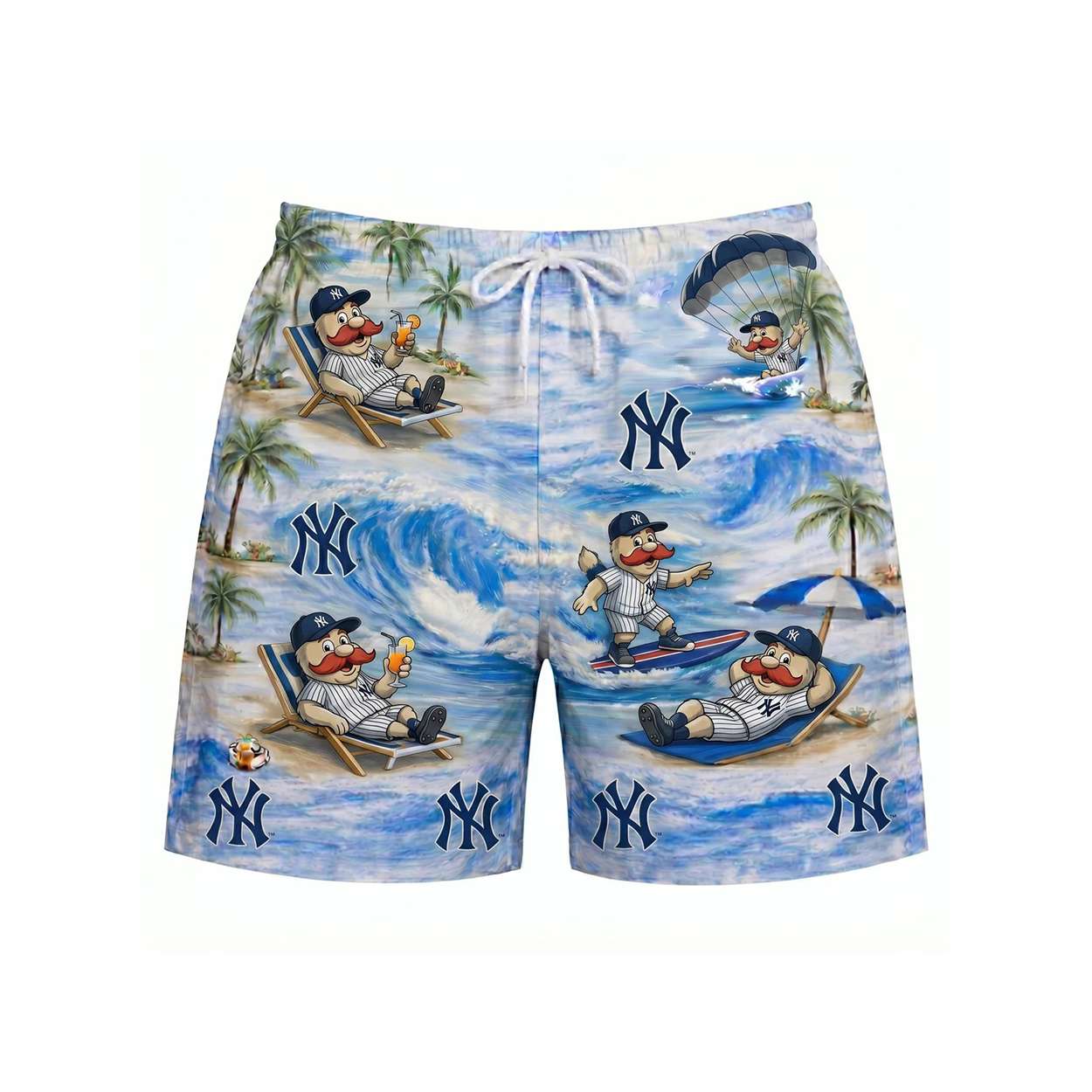 Yankees Baseball Mascot Beach Viber Button-Up Hawaiian Shirt Yankees Baseball Mascot Beach Viber Button-Up Hawaiian Shirt