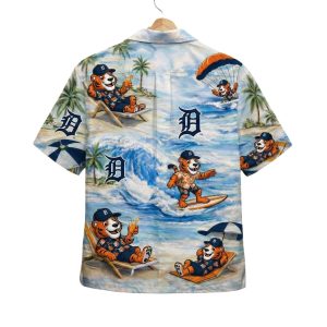 Tigers Baseball Mascot Beach Viber Button Up Hawaiian Shirt1