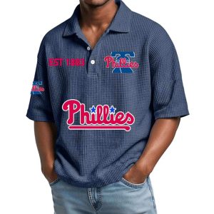 2026 Phillies Est 1883 Waffle Collar Polo Shirt2