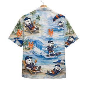 Mets Baseball Mascot Beach Viber Button Up Hawaiian Shirt1