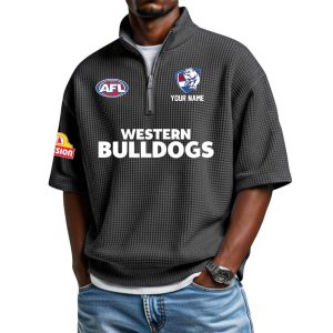 2026 Personalized Western Bulldogs Waffle Collar Short Sleeved Shirt1
