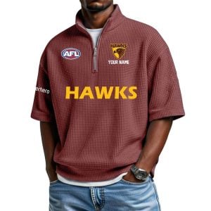 2026 Personalized Hawks Waffle Collar Short Sleeved Shirt1 2 2026 Personalized Hawks Waffle Collar Short Sleeved Shirt3