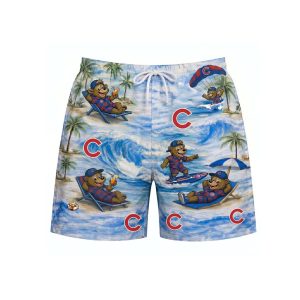 Cubs Baseball Mascot Beach Viber Button Up Hawaiian Shirt2