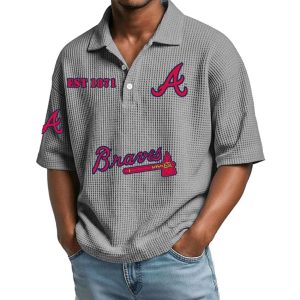 2026 Braves Est 1871 Waffle Collar Polo Shirt4