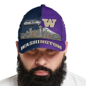 Seahawks x Huskies Seattle Skyline Classic Cap 1 Seahawks x Huskies Seattle Skyline Classic Cap1