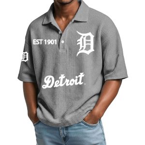 2026 Tigers Est 1901 Waffle Collar Polo Shirt5