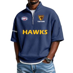 2026 Personalized Hawks Waffle Collar Short Sleeved Shirt1 1 2026 Personalized Hawks Waffle Collar Short Sleeved Shirt2