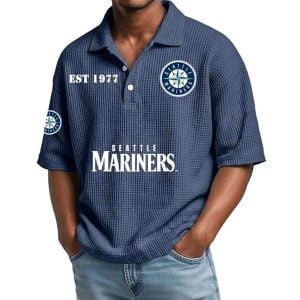 2026 Mariners Est 1977 Waffle Collar Polo Shirt2
