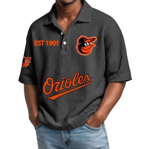 2026 Orioles Est 1901 Waffle Collar Polo Shirt2