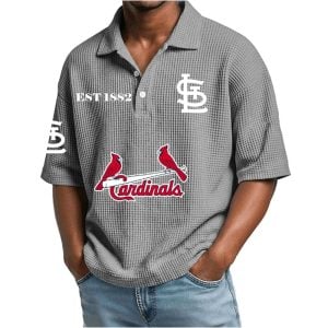 2026 Cardinals Est 1882 Waffle Collar Polo Shirt4