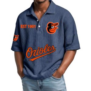 2026 Orioles Est 1901 Waffle Collar Polo Shirt1