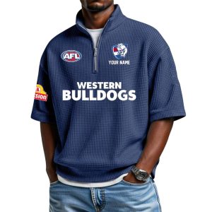 2026 Personalized Western Bulldogs Waffle Collar Short Sleeved Shirt2