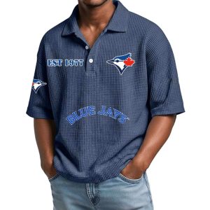 2026 Blue Jays Est 1977 Waffle Collar Polo Shirt 1 2026 Blue Jays Est 1977 Waffle Collar Polo Shirt1