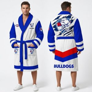 2026 Personalized Western Bulldogs Football Fleece Bathrobe3