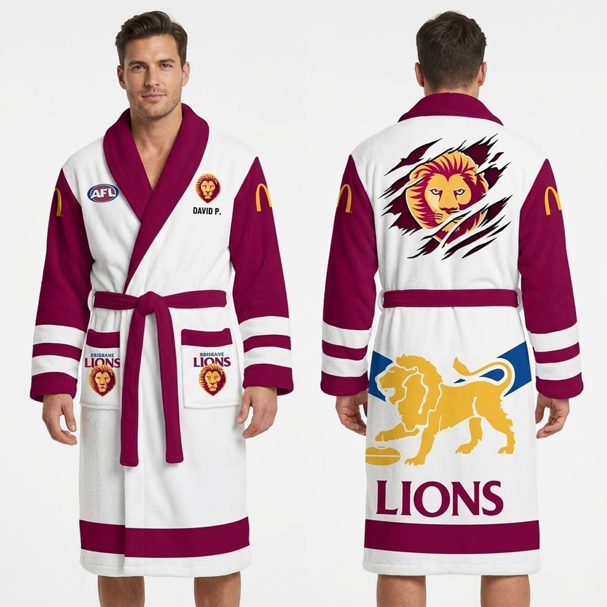 2026 Personalized Brisbane Football Fleece Bathrobe 2026 Personalized Brisbane Football Fleece Bathrobe