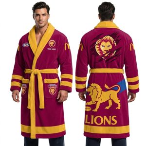 2026 Personalized Brisbane Football Fleece Bathrobe 2 2026 Personalized Brisbane Football Fleece Bathrobe2