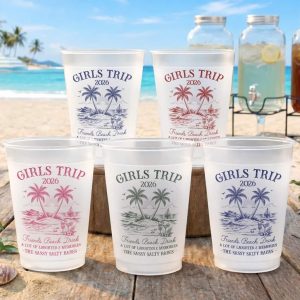 Personalized Girls Trip 2026 Beach Party Frosted Cups3