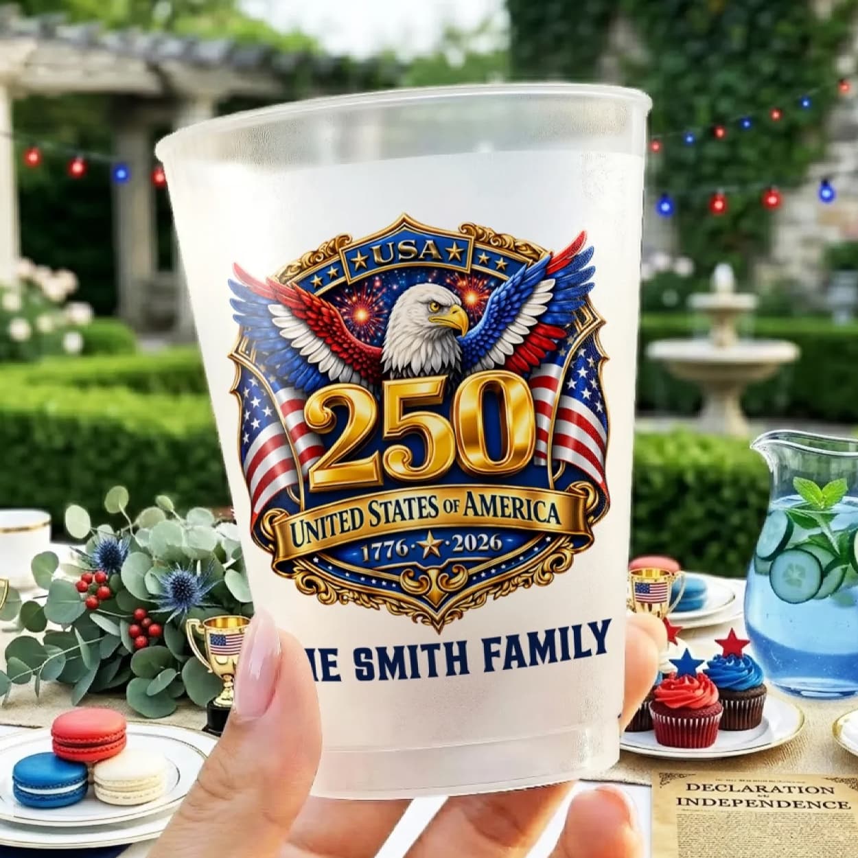 Personalized America 250th Anniversary Custom Party Cups Personalized America 250th Anniversary Custom Party Cups