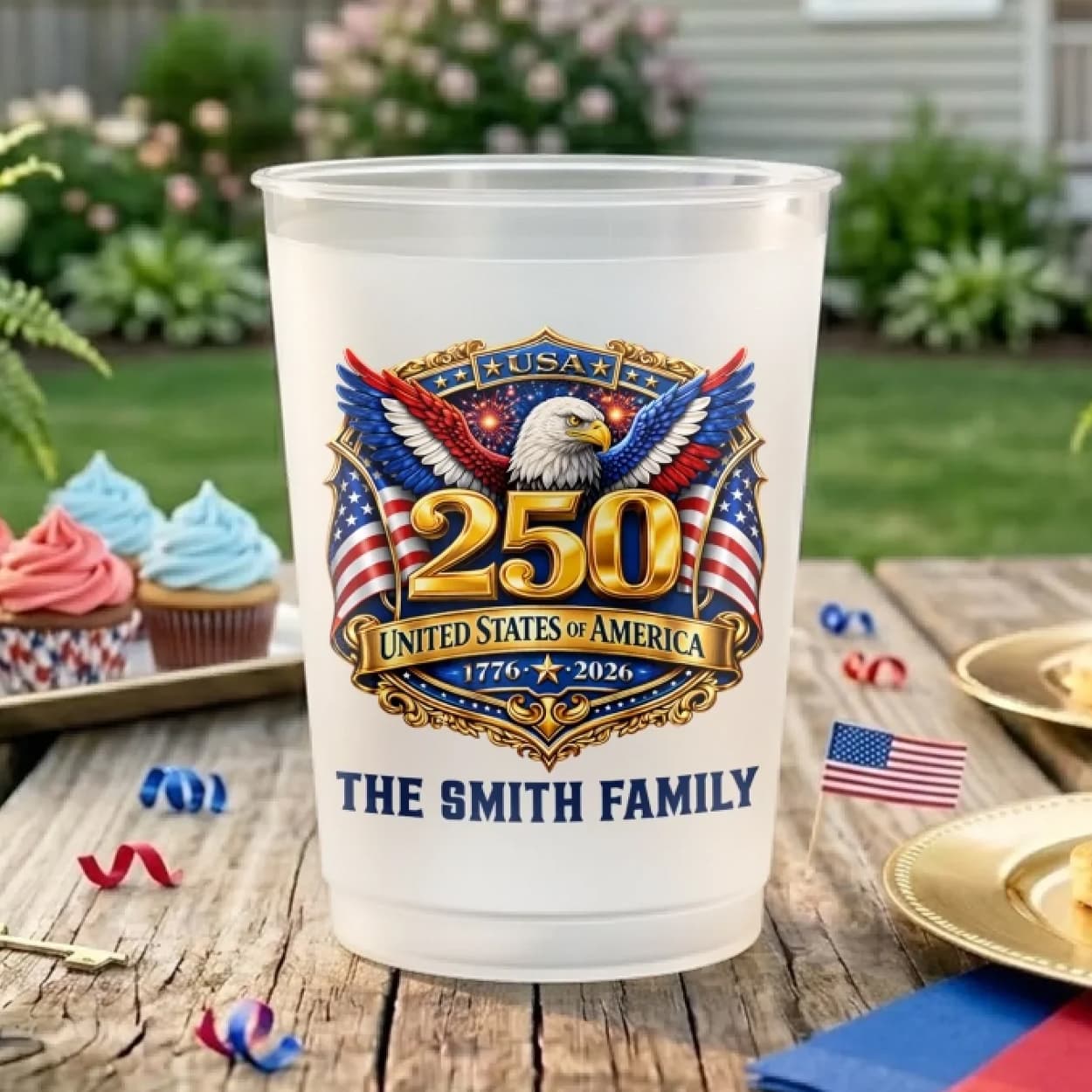 Personalized America 250th Anniversary Custom Party Cups Personalized America 250th Anniversary Custom Party Cups