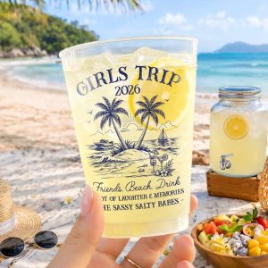 Personalized Girls Trip 2026 Beach Party Frosted Cups2