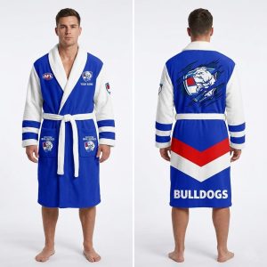 2026 Personalized Western Bulldogs Football Fleece Bathrobe2