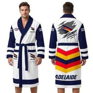 2026 Personalized Adelaide Football Fleece Bathrobe3
