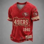49ers Est 1946 Distressed Ripped V-Neck T-Shirt