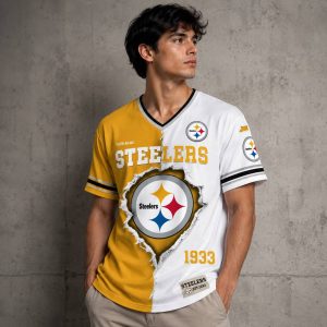 Personalized Steelers Est 1933 Streetwear Distressed V-Neck Shirt