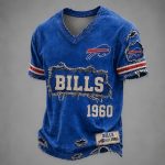 Bills Est 1960 Distressed Ripped V-Neck T-Shirt