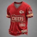 Chiefs Est 1960 Distressed Ripped V-Neck T-Shirt