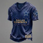 Cowboys Est 1960 Streetwear Distressed V-Neck Shirt