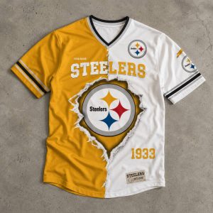 Personalized Steelers Est 1933 Streetwear Distressed V Neck Shirt1