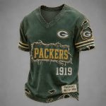 Packers Est 1919 Distressed Ripped V-Neck T-Shirt