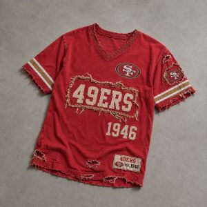 49ers Est 1946 Distressed Ripped V-Neck T-Shirt 2 49ers Est 1946 Distressed Ripped V Neck T Shirt 3